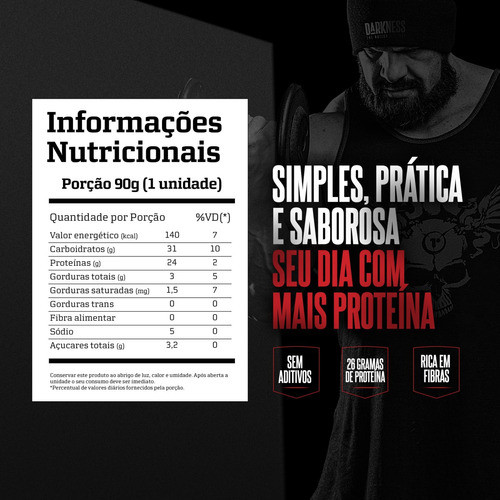 Dark Bar Morango Chocolate Branco Darkness Nutrição comp. - Image 3