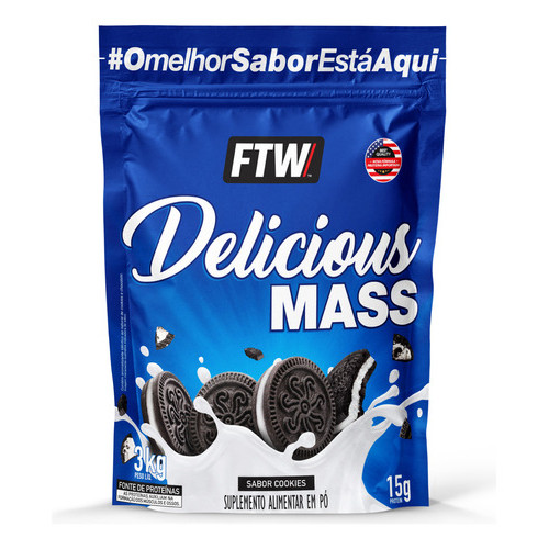 Delicious Mass Hipercalórico Pouch 3kg Sabor Cookies - FTW