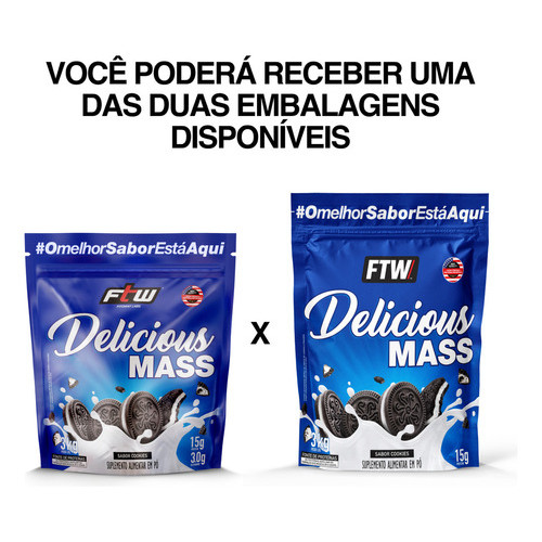 Delicious Mass Hipercalórico Pouch 3kg Sabor Cookies - FTW - Image 3