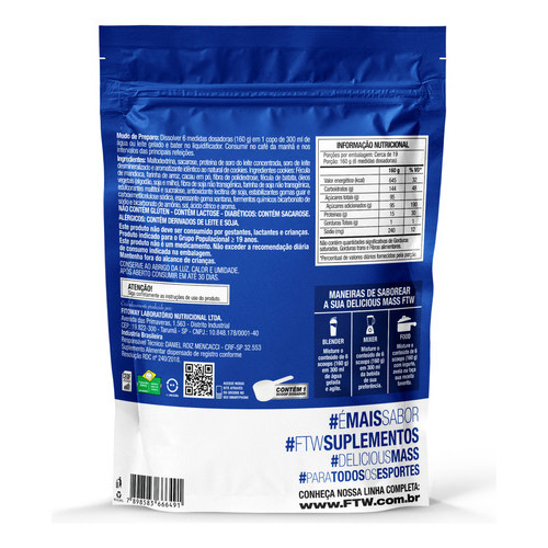 Delicious Mass Hipercalórico Pouch 3kg Sabor Cookies - FTW - Image 2